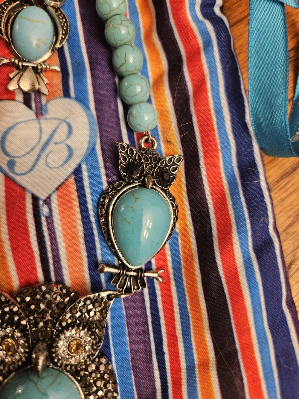 Turquoise Owl Pendant Necklace and Earrings Set Costume Jewerly Source Unknown - Picture 6 of 10